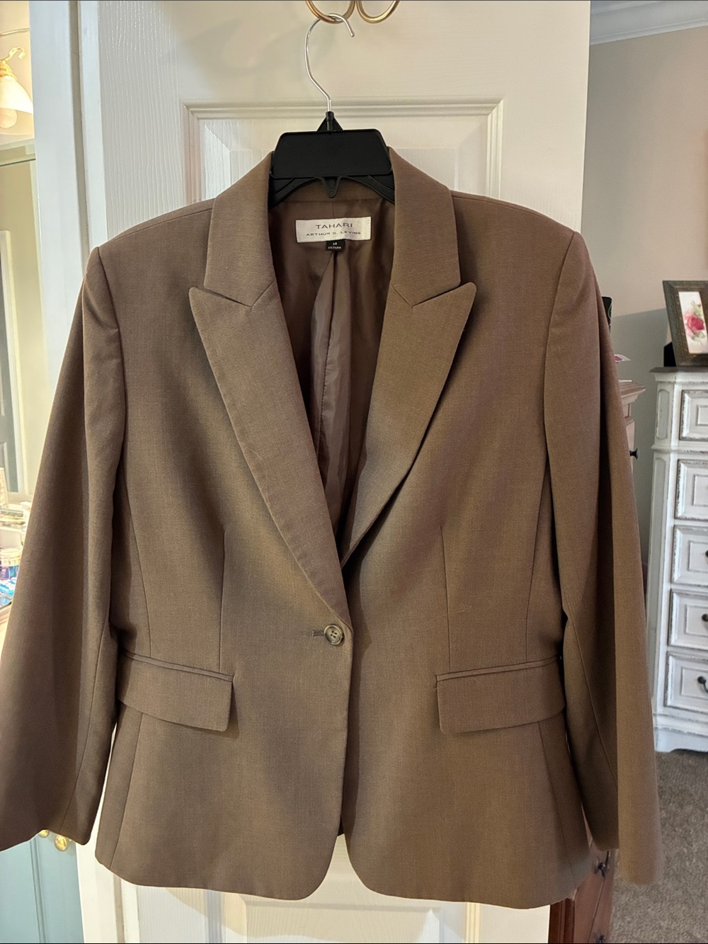 Tahari Arthur S Levine Brown Classic Tailored Lined Jacket Blazer SZ 14